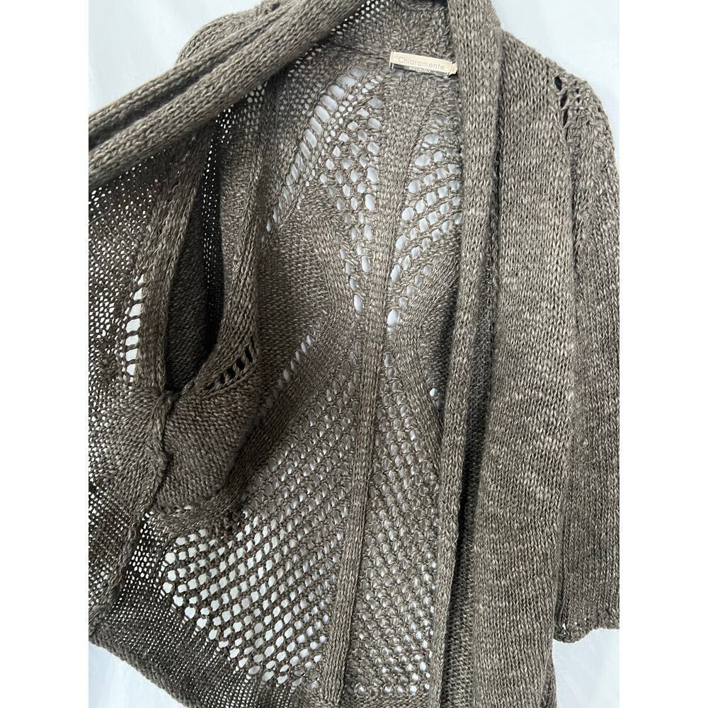 Chiaramente Open Cardigan, Wool/Alpaca Blend, made in Italy, Large, Brown - Picture 3 of 9